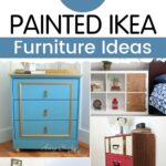 Collage of colorful, painted IKEA furniture pieces and shelving, showcasing creative design ideas.
