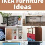 Collage of colorful, painted IKEA furniture ideas, including dressers, desks, and storage units.