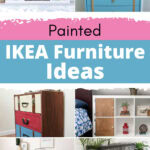 Collage of painted IKEA furniture pieces, each uniquely decorated with vibrant colors and patterns.