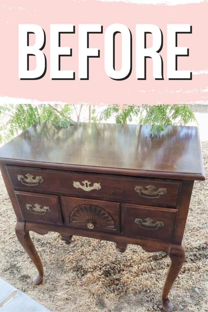Vintage wood furniture with brass handles