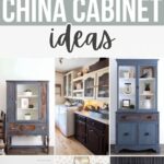 Collage of repurposed china cabinets in various styles and colors.