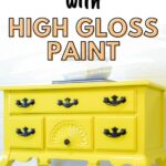Bright yellow vintage furniture with dark handles