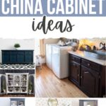 Collage of repurposed china cabinets transformed in various styles and colors.