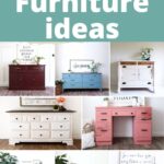 Collage of painted furniture pieces in various colors with text The Best Painted Furniture Ideas at the top.