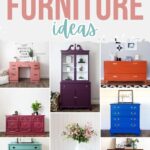 Collage of painted furniture pieces in bright, bold colors.