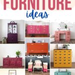 A collage of colorful, painted furniture pieces in various bold shades with text: Colorful Furniture Ideas.