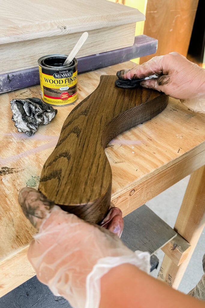 Staining a wooden piece with a dark wood finish