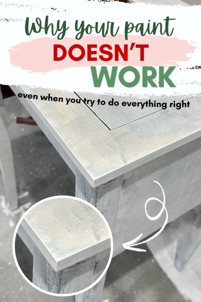 White painted table with bleedthrough
