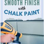 Hand using a yellow sprayer on a green dresser