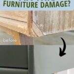 A chipped wooden corner repaired and painted