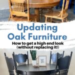 Light oak dining set before and after painted black