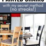 Before and after of wooden chairs painted black