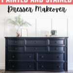 Black dresser with stained bottom