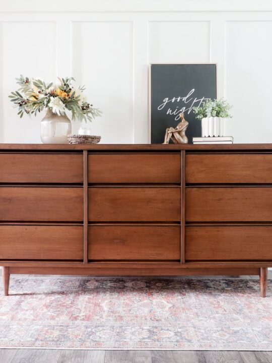 how to redo a dresser with laminate top How to Paint Laminate--Midcentury Dresser Makeover BB Frsch