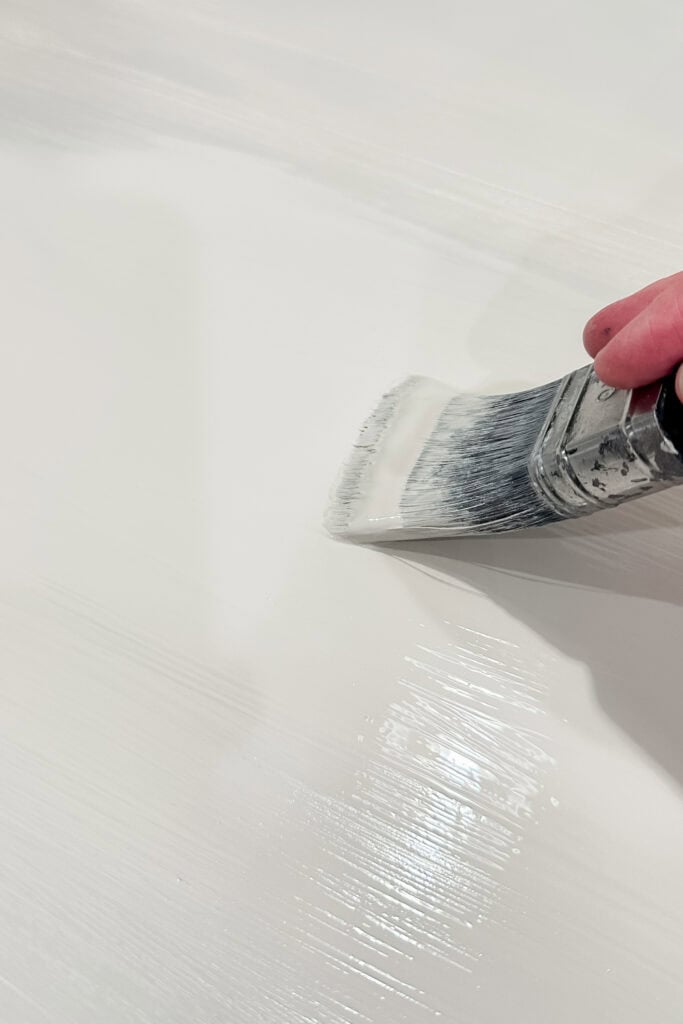 Closeup of white strokes from paintbrush