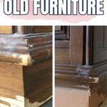 Split image showing damaged wood furniture on the left and repaired, patched wood on the right with text above.