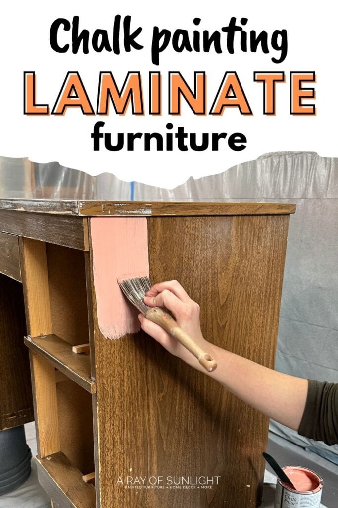 chalk painting laminate furniture with a brush