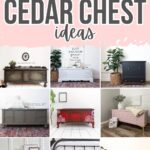 Collage of painted cedar chests in various colors and styles, with text reading 20+ Painted Cedar Chest Ideas.