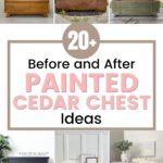 Collage of painted cedar chests, showing before and after makeover ideas in various styles and colors.